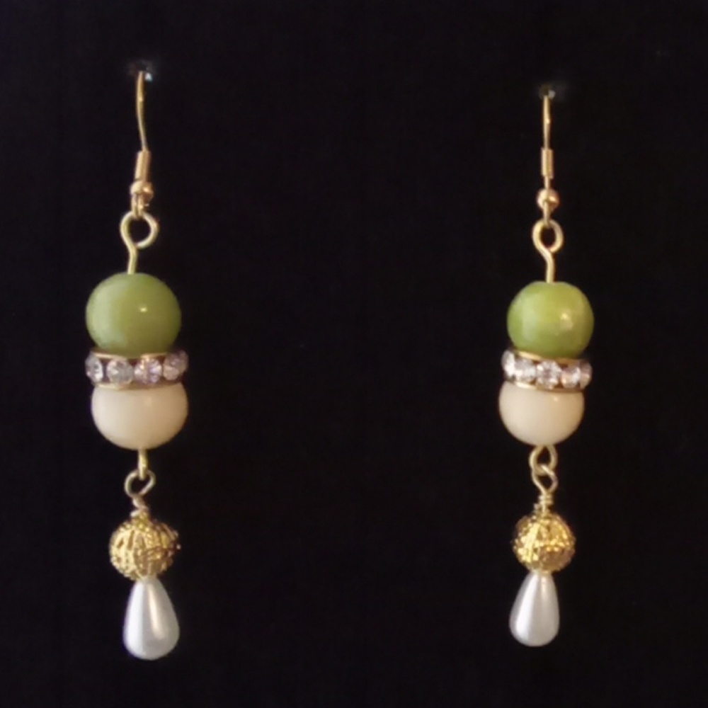 Beautiful Jade & Citrine Gemstone Earrings.